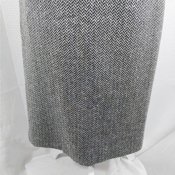 TALBOTS! BLACK & WHITE SILK/CASHMERE/WOOL HERRINGBONE PENCIL STYLE SKIRT! SZ 6 - Picture 4 of 10
